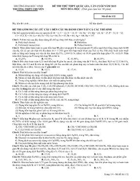 Đề thi thử THPT Quốc gia lần cuối môn Hóa học năm 2015 - Mã đề 132 - Trường THPT chuyên Đại học Vinh