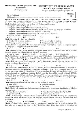 Đề thi thử THPT Quốc gia lần I môn Hóa học - Mã đề 132 - Năm học 2016-2017 - Trường THPT chuyên Quốc học Huế