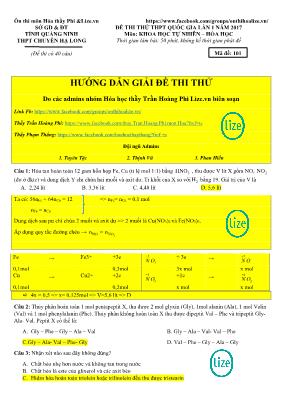 Đề thi thử THPT Quốc gia lần I môn Hóa học nă