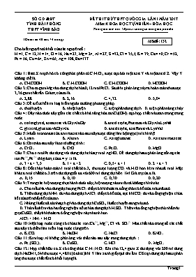 Đề thi thử THPT Quốc gia lần I môn Hóa học nă