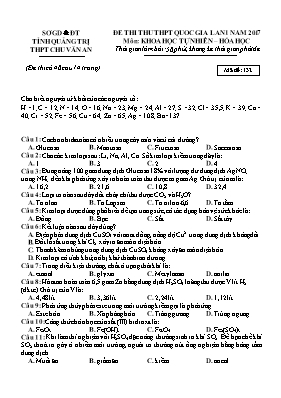 Đề thi thử THPT Quốc gia lần I môn Hóa học nă
