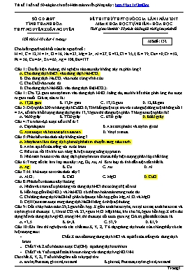 Đề thi thử THPT Quốc gia lần I môn Hóa học nă