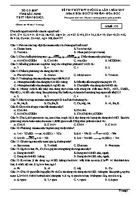 Đề thi thử THPT Quốc gia lần I môn Hóa học nă