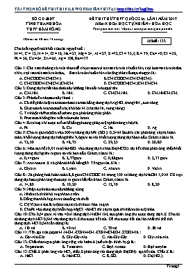 Đề thi thử THPT Quốc gia lần I môn Hóa học năm 2017 - Mã đề 132 - Trường THPT Hàm Rồng (Có đáp án)