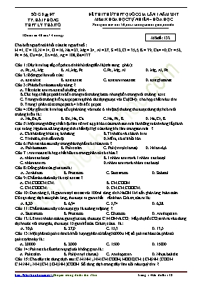 Đề thi thử THPT Quốc gia lần I môn Hóa học nă