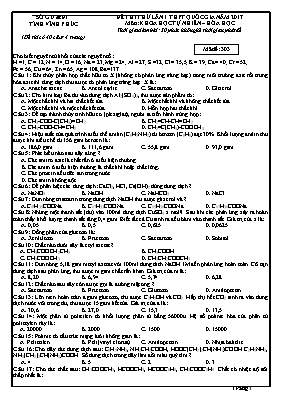 Đề thi thử THPT Quốc gia lần I môn Hóa học nă