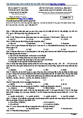 Đề thi thử THPT Quốc gia lần I môn Hóa học nă