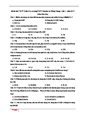 Đề thi thử THPT Quốc gia lần I môn Hóa học nă