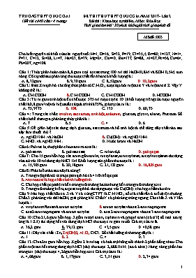 Đề thi thử THPT Quốc gia lần II môn Hóa học năm 2017 - Mã đề 003 - Trường THPT Quốc Oai