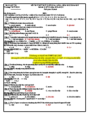 Đề thi thử THPT Quốc gia lần IV môn Hóa học - Năm học 2016-2017