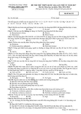 Đề thi thử THPT Quốc gia lần thứ 4 môn Hóa họ