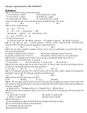 Đề thi thử THPT Quốc gia môn Hóa học - Đề số 5 - Nguyễn Xuân Tài
