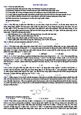 Đề thi thử THPT Quốc gia môn Hóa học - Lần 1