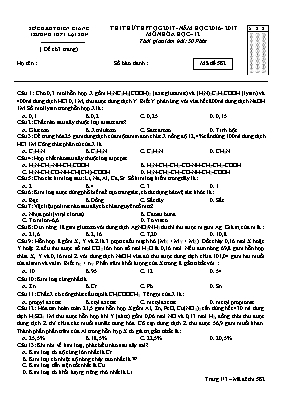 Đề thi thử THPT Quốc gia môn Hóa học - Mã đề 582 - Năm học 2016-2017 - Trường THPT Lại Sơn (Có đáp án)