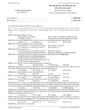 Đề thi thử THPT Quốc gia môn Hóa học năm 2017 - Đề số 19 - Vũ Khắc Ngọc