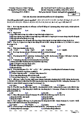 Đề thi thử THPT Quốc gia môn Hóa học năm 2017