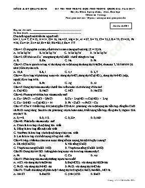Đề thi thử THPT Quốc gia môn Hóa học năm 2017