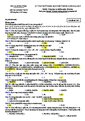 Đề thi thử THPT Quốc gia môn Hóa học năm 2017