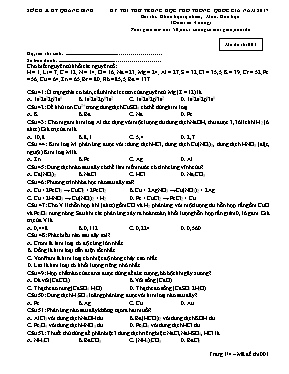 Đề thi thử THPT Quốc gia môn Hóa học năm 2017 - Mã đề 001 - Sở Giáo dục và Đào tạo Quảng Bình