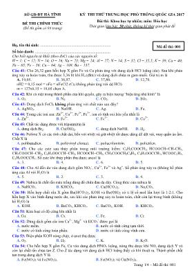 Đề thi thử THPT Quốc gia môn Hóa học năm 2017