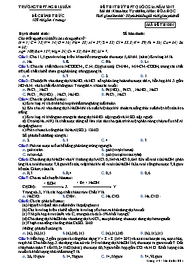 Đề thi thử THPT Quốc gia môn Hóa học năm 2017