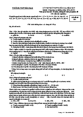 Đề thi thử THPT Quốc gia môn Hóa học năm 2017 - Mã đề 001 - Trường THPT Sào Nam