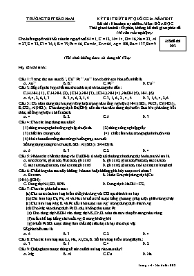 Đề thi thử THPT Quốc gia môn Hóa học năm 2017 - Mã đề 002 - Trường THPT Sào Nam