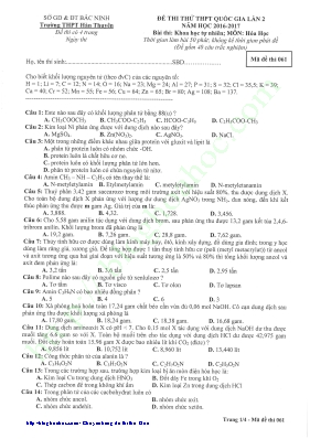 Đề thi thử THPT Quốc gia môn Hóa học năm 2017