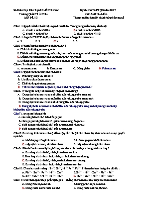 Đề thi thử THPT Quốc gia môn Hóa học năm 2017 - Mã đề 101 - Trường Quốc tế Á Châu