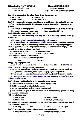 Đề thi thử THPT Quốc gia môn Hóa học năm 2017