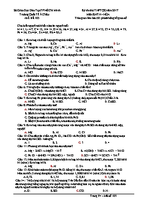 Đề thi thử THPT Quốc gia môn Hóa học năm 2017