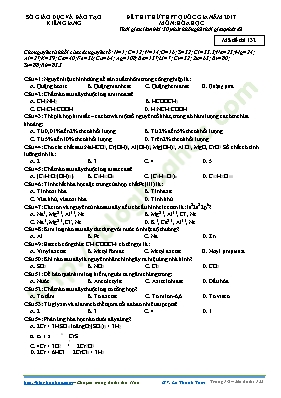 Đề thi thử THPT Quốc gia môn Hóa học năm 2017