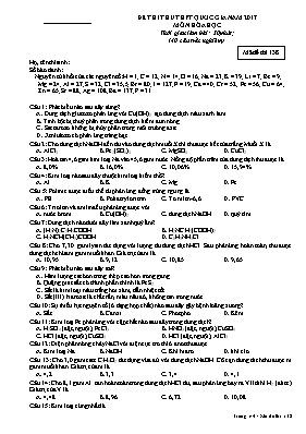 Đề thi thử THPT Quốc gia môn Hóa học năm 2017