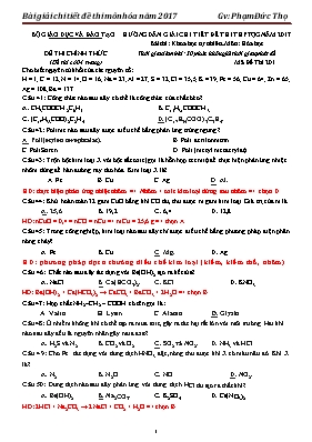 Đề thi thử THPT Quốc gia môn Hóa học năm 2017 - Mã đề 201 (Có lời giải chi tiết)