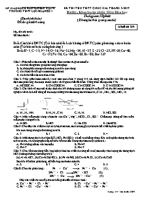 Đề thi thử THPT Quốc gia môn Hóa học năm 2017