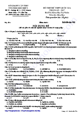 Đề thi thử THPT Quốc gia môn Hóa học năm 2017