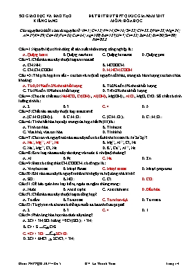 Đề thi thử THPT Quốc gia môn Hóa học năm 2017