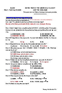 Đề thi thử THPT Quốc gia môn Hóa học năm 2017