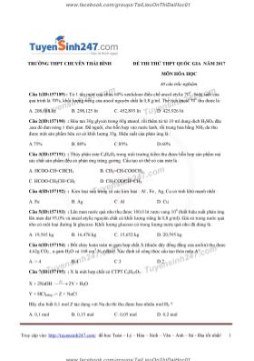 Đề thi thử THPT Quốc gia môn Hóa học năm 2017