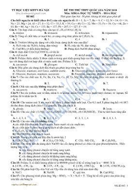 Đề thi thử THPT Quốc gia môn Hóa học năm 2018 - Đề 002