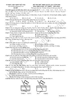 Đề thi thử THPT Quốc gia môn Hóa học năm 2018 - Đề 005