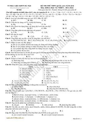 Đề thi thử THPT Quốc gia môn Hóa học năm 2018