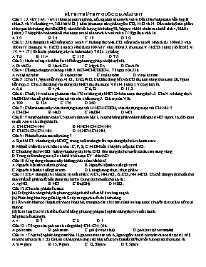 Đề thi thử THPT Quốc gia môn Hóa học tỉnh Bạc