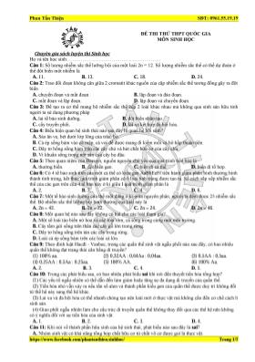 Đề thi thử THPT Quốc gia môn Sinh học - Phan Tấn Thiện