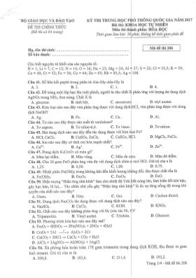 Đề thi Trung học phổ thông Quốc gia môn Hóa h