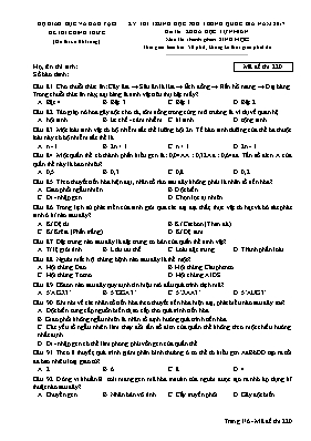 Đề thi Trung học phổ thông Quốc gia môn Sinh 