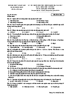 Đề thi Trung học phổ thông Quốc gia môn Sinh học năm 2017 - Mã đề 206