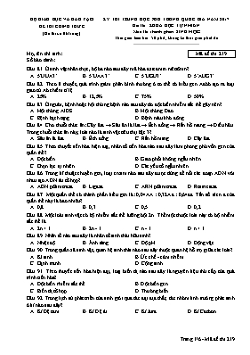 Đề thi Trung học phổ thông Quốc gia môn Sinh 