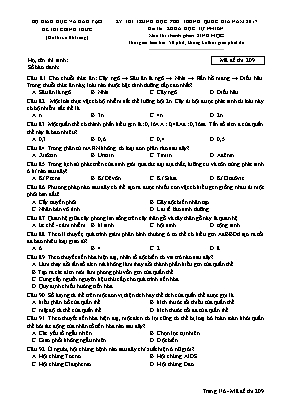 Đề thi Trung học phổ thông Quốc gia môn Sinh học năm 2017 - Mã đề 209