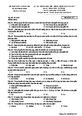 Đề thi Trung học phổ thông Quốc gia môn Sinh 